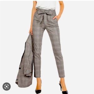 🔵express plaid ankle high rise work pants